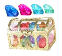 Abaodam Ensemble de 11 Jouets de Plongée pour Piscine Garçon et Filles, 10 Diamants Acryliques Colorés 40 Mm Coffre au Trésor Pirate, Jouets de Piscine pour Chasse au Trésor et Jeux