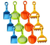 Abaodam Ensemble de 12 Pièces de Jouets de Plage pour Garçon et Filles, Pelles à Sable Plastique Petit Format, Râteaux, Tamis et Sabliers, Couleurs Assorties, pour Couleur Aléatoire