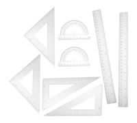 Abaodam Ensemble de 2 Kits Géométriques Portables Règle à Dessin Multifonctionnelle en Ps, Rapporteur D'angle et Équerre pour Applications Professionnelles et Design Artistique