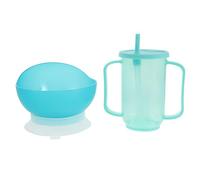 Abaodam Ensemble de 2 Pièces pour Personnes Âgées - Bol Anti-Déversement avec Couvercle Tasse D’Alimentation Liquide Anti-Fuite et Gobelet Ergonomique avec Double Poignée Adapté aux