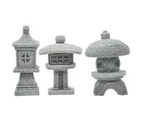 Abaodam Ensemble de 3 Pavillons Décoratifs Miniatures en Résine Résistante aux Intempéries Ornements Paysagers pour Décoration Jardin Extérieur Statue de Pavillon Réaliste pour