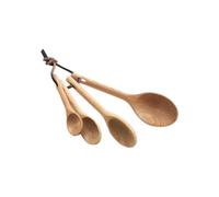Abaodam Ensemble de 4 Cuillères Doseuses en Bois de Hêtre Naturel, Mesures Précises pour Ingrédients Secs et Liquides Rangement Emboîtable Pratique