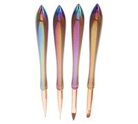 Abaodam Ensemble de 4 Stylos Nail Art Colorés pour Ongles Pinceaux à Rayures Robustes en Polyester et Métal, pour DIY et Artistes Professionnels