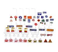 Abaodam Ensemble de 56 Pièces de Signalisation Routière pour Enfants avec Feux, Mini Panneaux de Signalisation Et Cônes pour L'apprentissage de La Sécurité, Les Routes Miniatures Et Les Jeux de