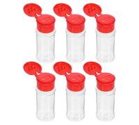Abaodam Ensemble de 6 Bouteilles à Condiments Rouges en Plastique pour Stockage D'épices, Petit Format pour Assaisonnement Cuisine