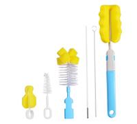 Abaodam Ensemble De 6 Pièces Ensemble de six pinceaux éponge goupillon éponge à long manche bouteille scrubber pailles épurateur en nylon brosse à biberon mamelon Positionner fil d'acier