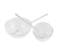Abaodam Ensemble de Bols Mélangeurs en Verre Transparent pour Masques Faciaux 1 Grand Bol et 2 Cuillères en Verre Outil Polyvalent pour Soins du Visage Mélange Huiles Essentielles