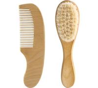 Abaodam Ensemble De Brosses À Cheveux Pour Bébé Avec Manche Ergonomique Et Brosse En Laine Pour Un Massage Doux Du Cuir Chevelu