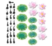 Abaodam Ensemble de Décoration Aquarium Têtards en Résine Nénuphars Flottants Verts Figurines Grenouille Miniatures Accessoires pour Bassin de Jardin et Aquarium Décor Aquatique