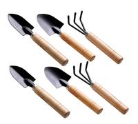 Abaodam Ensemble de Jardinage 6 Pcs Mini-Outils Manches en Bois Vernis, Comprenant Râteau, Bêche et Pelle, pour Plantation, Repiquage et Entretien de Plantes en Intérieur et Petit Jardin