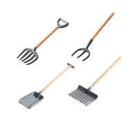 Abaodam Ensemble de Jardinage Mini 4 Pièces pour Garçon et Filles Mini Râteau, Pelle, Outils Agricoles pour Maison de Poupée, Accessoires Jardinage Garçon Fille, Kit du Jardinier