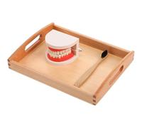 Abaodam Ensemble de Jouets de Brossage de Dents en Bois Plateau en Hêtre, Kit Éducatif 3 Pièces pour Garçon et Filles, Cognitif Lavage, pour Apprendre L’hygiène Bucco- Couleur Aléatoire