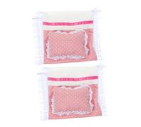 Abaodam Ensemble de Literie pour Maison de Poupée Rose 2 Pièces Comprenant Drap-Housse et Oreiller Miniature, Tissu Doux Confortable, Accessoires Décoratifs pour Chambre de Poupée, Kit