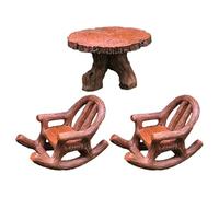 Abaodam Ensemble de Meubles Miniatures en Résine 1 Set, Table Ronde Courte et Mini Chaises Berçantes Décoratives, Textures Réalistes Résistantes pour Maison Poupée et Décoration de