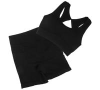 Abaodam Ensemble de Sport Femme Noir Taille L/XL, Short de Yoga Respirant et Extensible, Tenue de Fitness Sculptante pour Yoga, Course et Entraînement, Vêtements de Sport Confortables