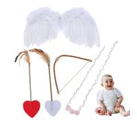 Abaodam Ensemble Photo Bébé Cupidon 5 Pièces Ailes D’ange Blanches, Bandeau Doux, Arc et Flèche en Matériau Réutilisable, Accessoire de Cosplay -né pour Séances Photos Studio et Fêtes