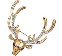 Abaodam Épingle Cerf Décorative en Alliage avec Cristaux Dorés, Bord Lisse, Effet Élégant pour Robes et Styles Variés, Finition Polie Fine et Travail Délicat