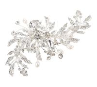 Abaodam Épingle pour Femme en Alliage de Zinc Argentée en Forme de Feuille avec Cristaux, Élégante et Pratique pour Décorer et Fixer une Écharpe Lors D'un Mariage