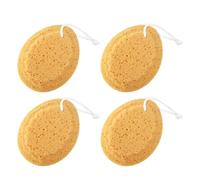 Abaodam Éponge de Bain Exfoliante Nid D'abeille en Éponge D'algues Orange 4 Pièces pour Gommage Corps Doux et Bain Quotidien Bébé et Adultes
