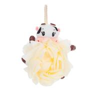 Abaodam Éponge de Bain pour Garçon et Filles à Motif Vache Mignonne Boule de Bain Douce en Maille Ultra-douce Ludique pour Tout-petit Exfoliant et Créateur de Bulles