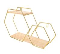 Abaodam Étagère Murale Flottante Forme de Hexagone Doré Étagère Décorative pour Chambre Salon ou Bureau Matériau et Élégant Support Polyvalent pour Objets de Décoration et Rangement