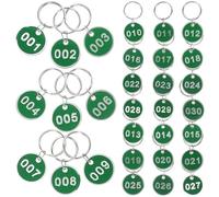 Abaodam Étiquettes Numérotées en Aluminium Vert 30 Pièces, Plaques Identification Clés Rondes, Porte-clés Numérotés 1-30 pour Organisation Bureau et Marquage Facile