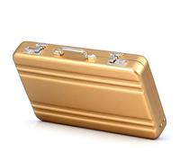 Abaodam Étui à Cartes en Aluminium Or Grosse Capacité et Compartiments Intégrés, Mallette Compacte à Fermeture à Pression pour Bureau et Déplacements