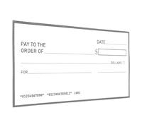 Abaodam Faux Chèque Géant Rectangulaire Blanc en Papier Couché Effaçable à Sec Réutilisable pour Farces et Récompenses Amusantes