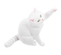 Abaodam Figurine British Shorthair Chat Blanc, Modèle Décoratif Réaliste en Résine, Statue de Chat Artificielle pour Bureau et Maison, Accessoire Photo, Décoration D’intérieur, 1 Pièce