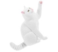 Abaodam Figurine Chat British Shorthair Blanche Modèle Animal de Simulation Réaliste Décoration de Bureau et Maison Statue de Chat à Poil Court Factice Ornement Décoratif 1 Pièce