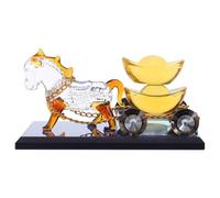 Abaodam Figurine de Carrosse en Cristal Sculptée Élégante pour Décoration Feng Shui, Ornement de Richesse pour Bureau ou Tableau de Bord, Année du Cheval 2026