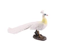 Abaodam Figurine Paon Décoratif Blanc, Sculpture Oiseau Artificielle pour Jardin, Modèle Simulé Taille Moyenne, Décoration Extérieure Stable, Ornement Jardin Polyvalent