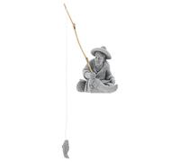 Abaodam Figurine Pêcheur Grès Artisanale Décoration Miniature Jardin Et Intérieur Ornement Symbolique De Sagesse Et Longévité Adaptée Bonsaï Aquarium Et Bureau