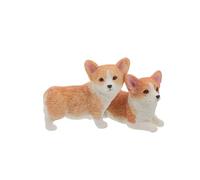 Abaodam Figurines de Corgi en Résine 2pcs, Décoration Légère et Mignonne pour Étagère ou Bureau, Sculpture d'animaux Miniatures Ludiques et Colorées