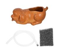 Abaodam Fontaine Céramique Forme de Chien pour Aquarium et Jardin Écoulement d'eau Décoratif Pot Céramique Filtration Naturelle et Support pour Plantes Vertes Cascade Eau Intérieure et