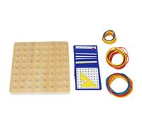 Abaodam Géoplan Mathématique en Bois 1 Jeu de Puzzle Éducatif Géométrique Picots et Élastiques, Panneau Perforé pour Apprentissage Précoce des Formes, Outil Créatif pour Garçon et Filles