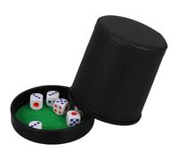 Abaodam Gobelet à Dés en Cuir Artificiel Vert avec Doublure Velours Silencieuse, Lot Complet 6 Dés avec Couvercle et Base, Accessoire de Jeu Portable pour Soirées et Voyages