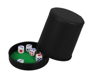 Abaodam Gobelet à Dés en Cuir Artificiel Vert avec Doublure Velours Silencieuse, Lot Complet 6 Dés avec Couvercle et Base, Accessoire de Jeu Portable pour Soirées et Voyages