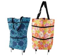 Abaodam Grand Paquet D'épicerie à roulettes 2pcs, Cabas Course Réutilisable en Tissu Oxford Robuste, Grosse Capacité Portable pour Usage Quotidien et Voyage