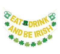 Abaodam Guirlande Fanion en Papier à Paillettes, Bannière Décorative Légère et Réutilisable pour Fête à Thème Saint Patrick, 2 Sets Faciles à Ranger