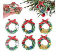 Abaodam Guirlandes de Jouets Miniatures pour Maison de Poupée 6 Pièces Couronnes de Noël Suspendues Artificielles Multicolores Décorations Miniatures Noël pour Décoration Intérieure et