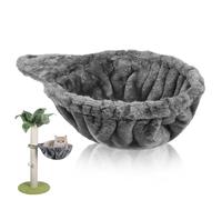 Abaodam Hamac Suspendu en Peluche avec Anneau en Acier, Design Panier Profond, Espace Extra Large pour Chats Jusqu'à 5 Kg, pour Détente et Étirement