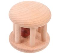 Abaodam Hochet en Bois Naturel pour Bébé 0-2 Ans, Clochette Sensorielle Éducative Boule en Bois de Huanghuali, D’éveil pour Motricité et Développement Sensoriel des Tout-petits