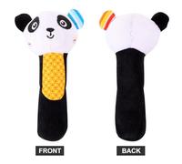 Abaodam Hochet Peluche Animale Noir et Blanc pour Garçon Fille Portable Peluche Douce Mini Hochet à Main pour Développement Sensoriel et Reconnaissance des Couleurs Adapté Garçon Fille
