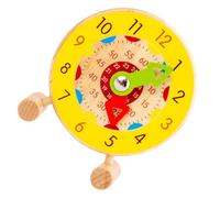 Abaodam Horloge Éducative Bois pour Garçon Fille Apprentissage du Horloge Mini Colorée Éveil Montessori pour Maternelle Apprentissage Facile des Chiffres Couleurs
