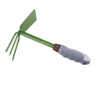 Abaodam Houe de Jardin Multifonction à Double Usage 3 Dents, Acier Inoxydable Épais, Manche Antidérapant Vert, Outil à Main pour Plantation, Désherbage et Creusement, Outil de Jardinage