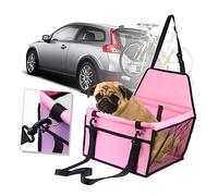 Abaodam Housse de Transport pour Animaux de Compagnie Siège Auto Respirant et Étanche pour Chien et Chat de Voyage avec Sangles Ajustables et Pochette de Rangement Rose Barres de Support