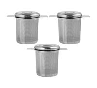 Abaodam Infuseur à Thé en Acier Inoxydable 304 Double Poignées et Couvercle, Filtre Fin à Trous Répartis Uniformément, Lot de 3 pour Maison et Restaurant