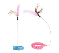 Abaodam Interactif pour Chats Intérieur avec Collier en Silicone et Plume, Lot de 2 Pièces, Activité Amusante et Sûre pour Chat