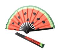 Abaodam Japonerie Éventail Pliant Bois et Tissu 2 Pièces, Pastèque Rouge
